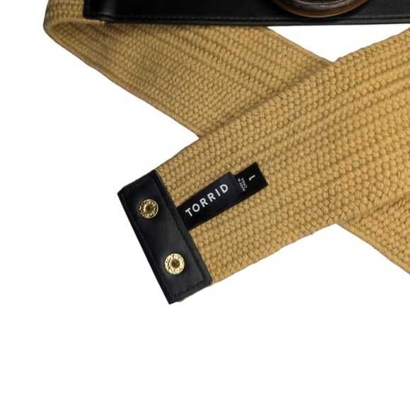 Women's NWOT Torrid Black Faux Leather & Tan Straw Stretch Belt, XL / Torrid 1 - Picture 2 of 7